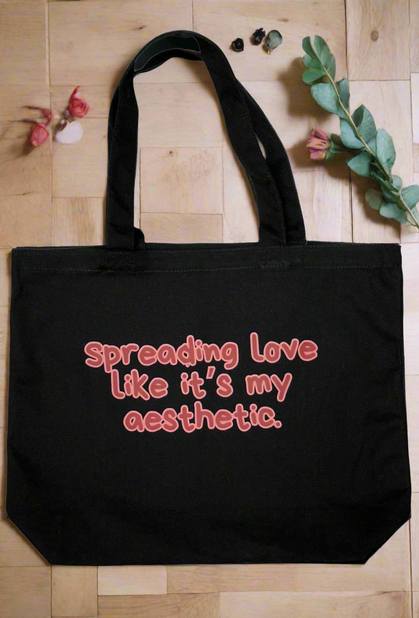 Super Strong Large Cotton Canvas Tote Bag - Spreading Love